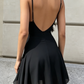 Sexy Black Spaghetti Straps Deep V Neck Short Party Dress Summer Dress DP4651