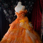 Elegant Orange Detachable Ruffled Tiered Beaded Sweet 16 Quinceanera Ball Gown DP7412