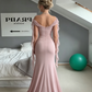 Elegant Pink Off-the-Shoulder Chiffon Mermaid Floor-Length Prom Dress DP8485