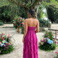 Elegant Fuchsia Strapless Sweetheart Ruffle Chiffon A-Line Prom Dress DP8454