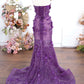 Enchanting Blush Pink Lace Mermaid Evening Gown with Plunge Neckline DP8018