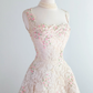 Retro Pink Floral Exquisite Embroidery Design A-Line Short Homecoming Dress Party Dress DP6216
