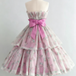 Vintage Strapless Floral Tiered Tulle Bow Detail Homecoming Dress DP8376