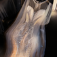 Elegant Silver Sequin Mermaid Glittering Beaded Sheer Tulle Cape & Train Evening Gown DP7312