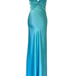 Black V Neck Backless Simple Satin Long Evening Party Dress, DP3019