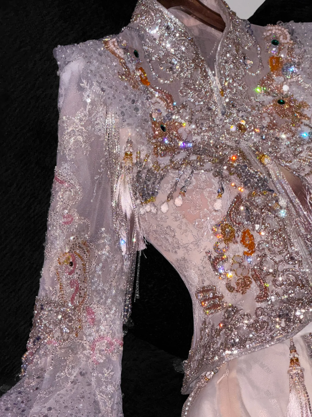 Gorgeous Sparkling Pink Beaded Sequin A-Line Romantic Chiffon Evening Dress Prom Dresses DP6166