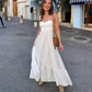 White Spaghetti Straps A-Line Fashion Summer Dress Long Party Dress, DP3207