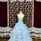 Vintage Light Blue Strapless Ruffled Tiered Floral A-Line Quinceañera Ball Gown DP7062