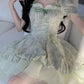 Lovely Sage Green Floral Print Corset Homecoming Dress Layered Tulle Mini Party Gown DP8259