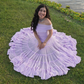 Elegant Lavender Off-the-Shoulder Tiered Tulle A-Line Prom Dress DP8457