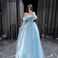 Glamorous Pink Off-the-Shoulder A-Line Tulle Long Prom Dress Evening Gown DP3965