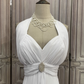 Elegant White Halter-Neck Ruched Bodice Chiffon Train Wedding Dress DP7619