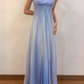 Light Blue Spaghetti Straps A-Line Satin Vintage Long Party Dress, DP3986