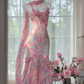 Gorgeous Pink Floral Seuqin Mermaid Chiffon Long Prom Dress Evening Dress DP6362