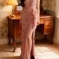 Glamorous Pink Strapless Sweetheart Ruched Ruffled Prom Dress DP7660