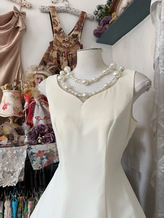 Vintage Simple Ivory Elegant A-Line Short Homecoming Dress Party Dress DP6206