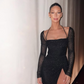 Black Long Sleeves Sheath Long Party Dress Evening Gown, DP4090