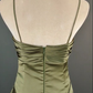 Retro Glam Olive Green Satin Mermaid Prom Dress Spaghetti Strap Ruffled Evening Gown DP7911