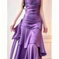 Gorgeous Spaghetti Strap Ruched Satin Mermaid Evening Gown Ruffle Formal Prom Dress DP2931
