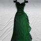 Royal Blue Straps Off Shoulder Ruffle Chiffon Vintage Long Prom Dress DP3856