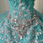 Gorgeous Sparkly Mint Green Tulle Off-the-Shoulder Beaded Sweet 16 Quinceanera Ball Gown DP7360