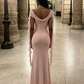 Elegant Pink Off-the-Shoulder Cowl Neck Ruffle Ribbon Ruched Mermaid Evening Dress DP8663