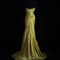 Glamorous Golden Yellow Satin Mermaid Strapless Sweetheart Beaded Formal Evening Gown DP7371