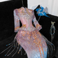 Fashion Sparkling Beaded Sequin Mermaid Elegant Chiffon Evening Dress Prom Dresses DP6165