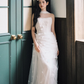 Ethereal Butterfly-Embellished Tulle Wedding Dress Sheath Strapless Bridal Gown DP7204