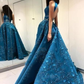 Vintage Lace Appliques Ball Gown Scoop Long Open Back with Pockets Prom Dresses,DP0251