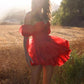 Süßes rotes schulterfreies kurzes A-Linien-Partykleid Cocktailkleid Homecoming-Kleid DP6496