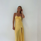 Red Spaghetti Straps Satin Simple Party Dress with Slit, DP2188