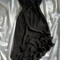 Black Vintage Spaghetti Straps Appliques Flower Formal Party Dress, DP2504