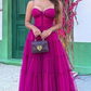 Fuchsia A-Line Prom Dresses Long,Tulle Formal Occasion Gown Evening, DP3308