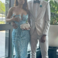 Gorgeous Sky Blue Sequin Mermaid Evening Gown Strapless Sweetheart Fringe Prom Dress DP3724