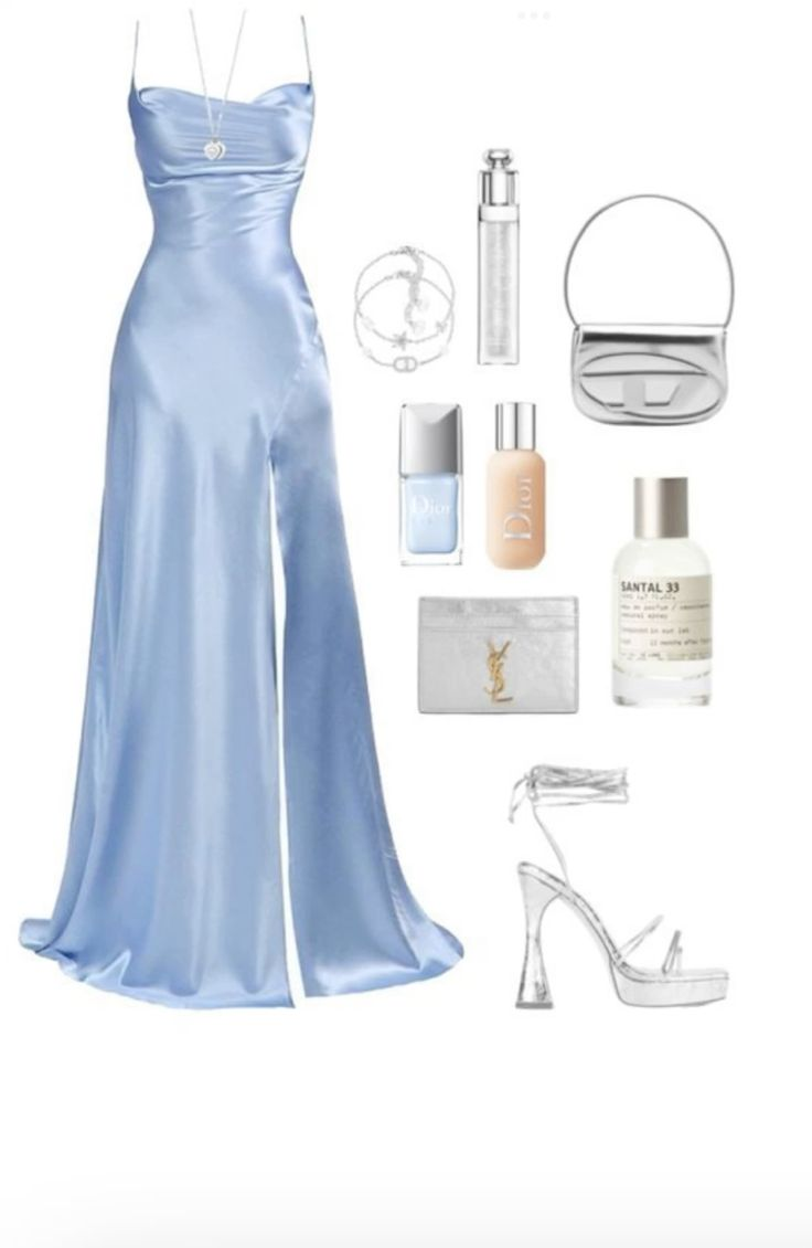 Light Blue Spaghetti Straps Elegant Long Party Dress Wedding Guest Dress, DP3645