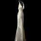 Charming White V Neck Cross Back Mermaid Satin Vintage Long Party Dress, DP5412