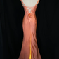 Dark Red Vintage Floral V-neck Evening Gown Mermaid Long Party Dress, DP3144