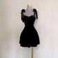 Black Straps A-Line Velvet Short Party Dress Homecoming Dress, DP3034