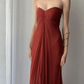 Rust Red Strapless A-Line Simple Long Party Dress Fashion Summer Dress, DP2867