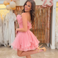 Pink Strapsless A-Line Chiffon Homecoming Dress Birthday Outfits, DP3198