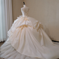 Elegant Ivory Strapless A-Line Tulle Satin Wedding Dresses Birthday Ball Gown, DP5442