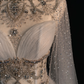Gorgeous A-Line Tulle Beading Long Prom Dress Evening Gown with Cape, DP5217