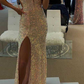 Shiny Spaghetti Straps Backlesss Sequins Long Party Dress, DP2702