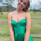 Green Sweetheart A-Line Satin Long Formal Prom Dress Evening Gown, DP3500