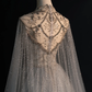 Gorgeous A-Line Tulle Beading Long Prom Dress Evening Gown with Cape, DP5217