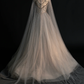 Gorgeous A-Line Tulle Beading Long Prom Dress Evening Gown with Cape, DP5217