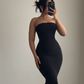 Charming Black Strapless Mermaid Long Prom Dress, DP2916