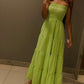 Green Strapless A-Line Simple Summer Dress Wedding Guest Dress, DP3363