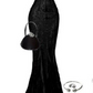 Charming Black Straps Mermaid Lace Long Party Dress Evening Gown, DP3416